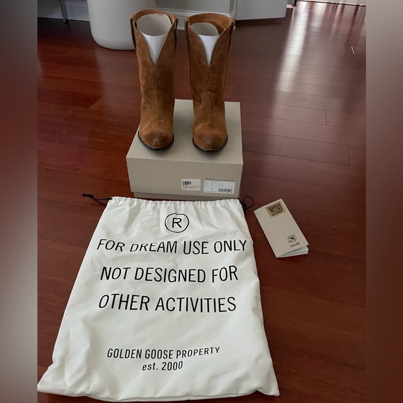 NWT GOLDEN GOOSE WISH STAR SUEDE WESTERN BOOTS  Brown 38 - Picture 1 of 16